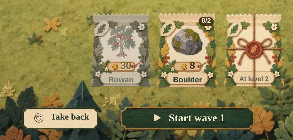 The same spot in today's version: “Take back” sits to the left of “Start wave 1”